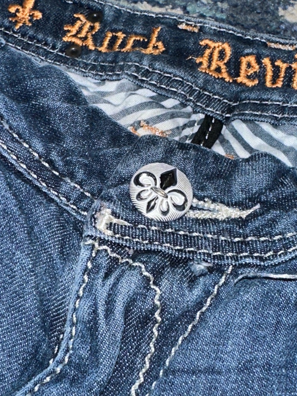 Rock Revival Dark Blue Flare Jeans with Embroidered Back Pockets - Picture 7 of 11